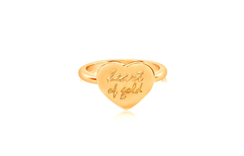 Heart of Gold Yellow Gold Plated Girl's Rings Earth2Jane