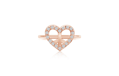 Heart Peace White Crystal Rose Gold Plated Girl's Rings Earth2Jane Size 4