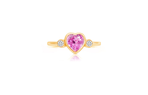 Heart Pink White Crystal Yellow Gold Plated Girl's Rings Earth2Jane Size 4