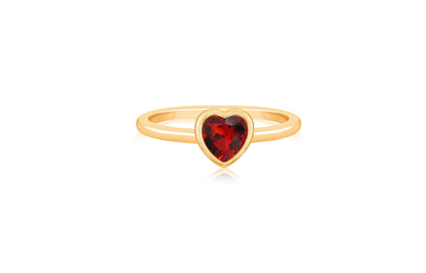 Heart Red Crystal Yellow Gold Plated Girl's Rings Earth2Jane