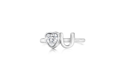 Heart U White Crystal White Gold Plated Girl's Rings Earth2Jane Size 4