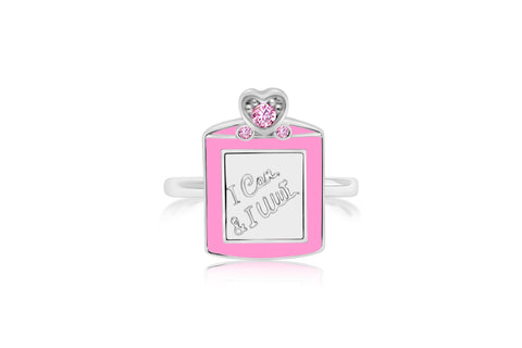 I can & I will Pink Crystal White Gold Plated Girl's Rings Earth2Jane