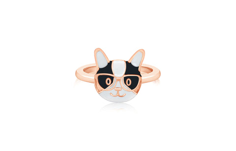 Kitty Glasses Enamel Rose Gold Plated Girl's Rings Earth2Jane