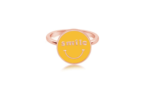 Smile Circle Enamel Rose Gold Plated Girl's Rings Earth2Jane Size 4