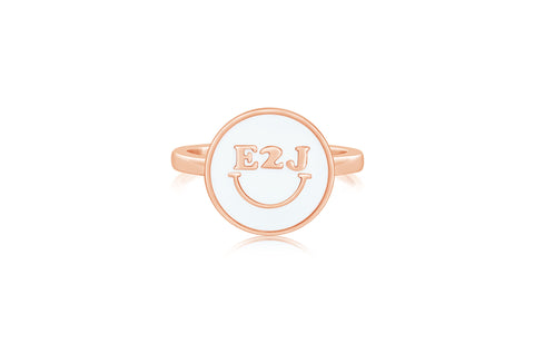 Smile White Enamel Rose Gold Plated Girl's Rings Earth2Jane Size 4