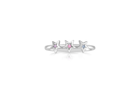 Star Pink Blue Purple Crystal White Gold Plated Girl's Rings Earth2Jane Size 4