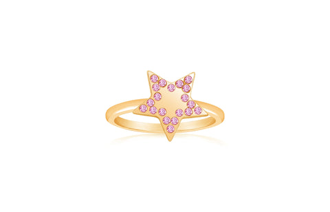 Star Pink Crystal Yellow Gold Plated Girl's Rings Earth2Jane Size 4