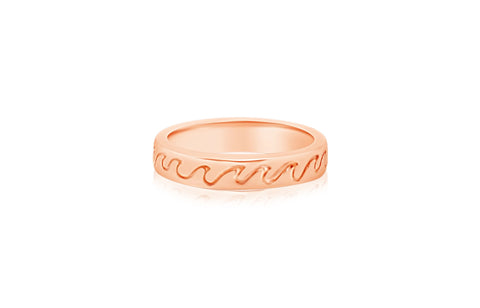 Wave Engrave Enamel Rose Gold Plated Girl's Rings Earth2Jane Size 5