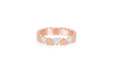 White Hearts Enamel Rose Gold Plated Girl's Rings Earth2Jane