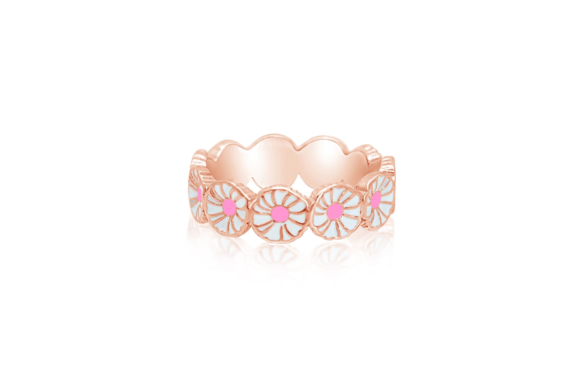 white pink flower ring