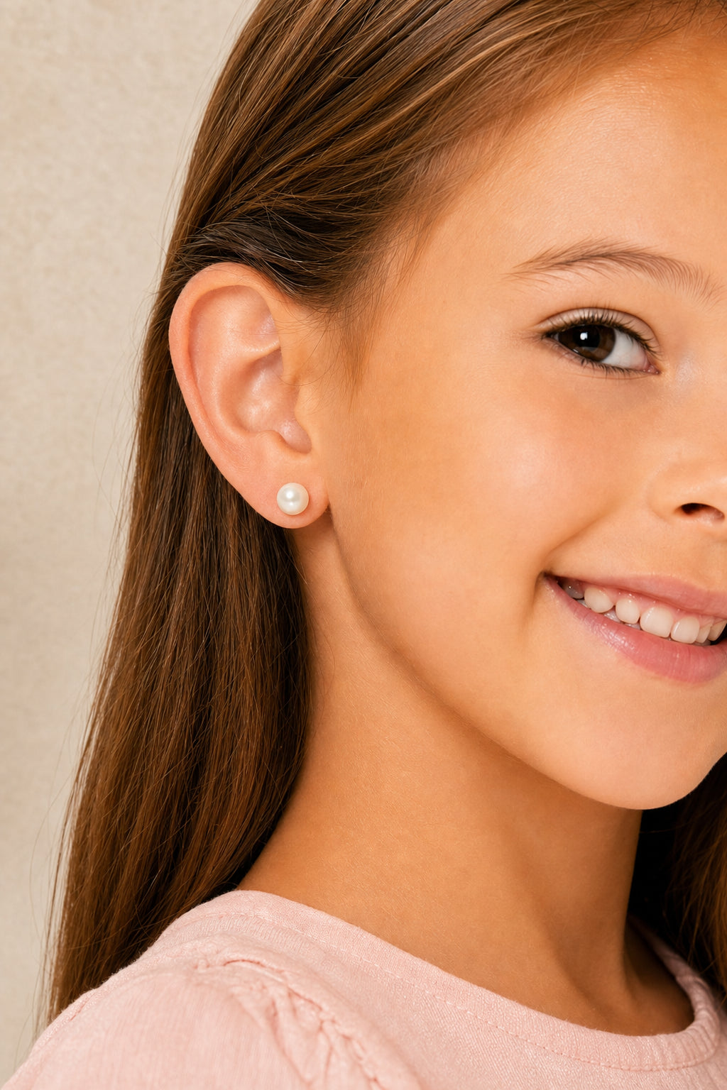 Pearl White Gold Palladium Plating Hypoallergenic Kids Screwback Stud Earrings Jewelry Surgical Titanium Posts - worn