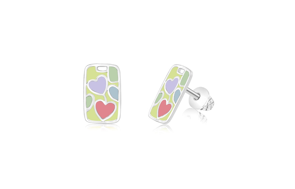 mobile heart stud earrings