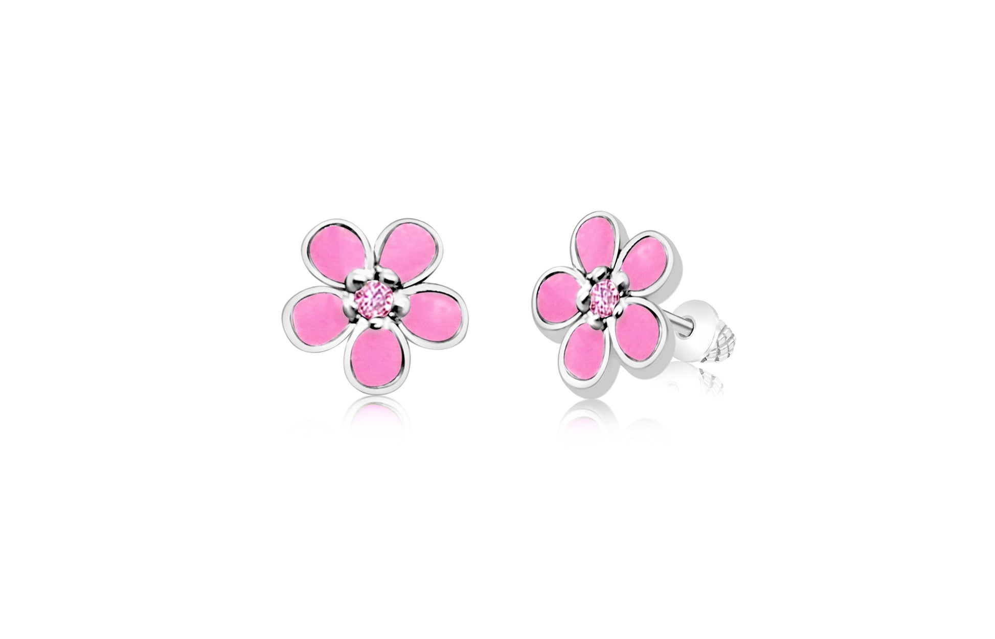 pink gem flower earrings