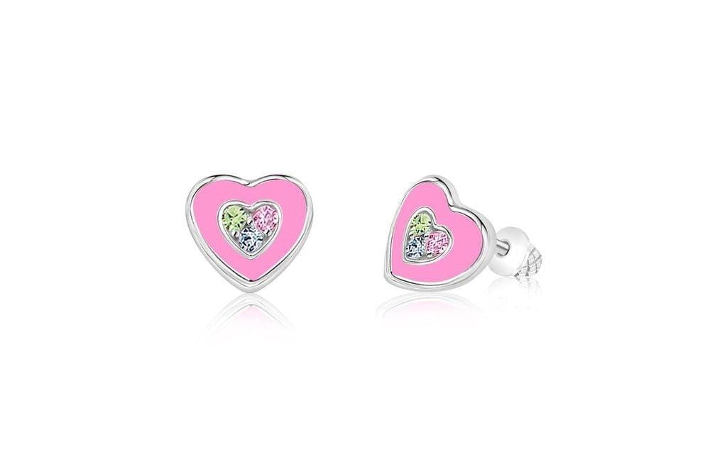 vibrant heart screw earrings