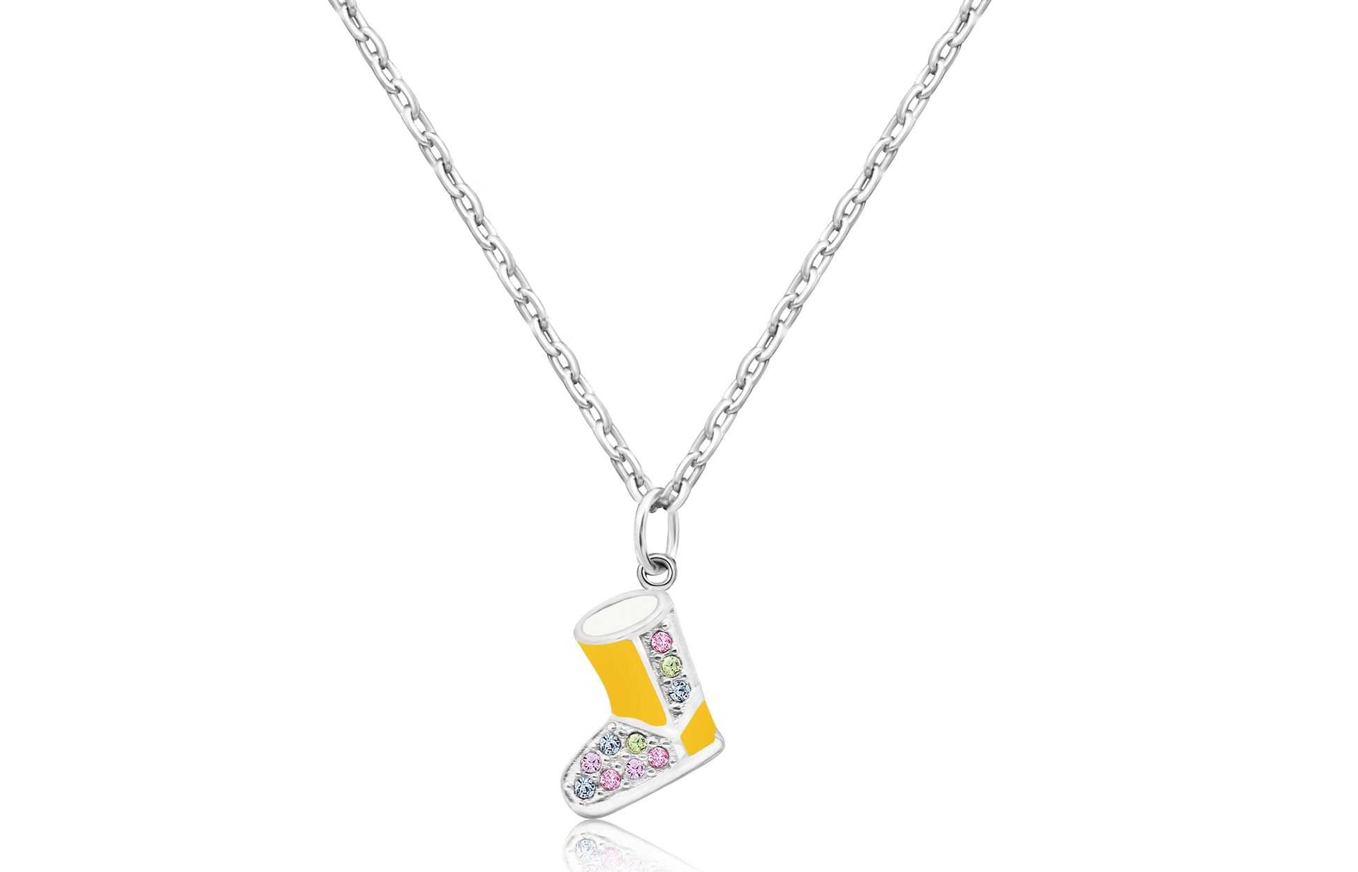 yellow boots pink pendant
