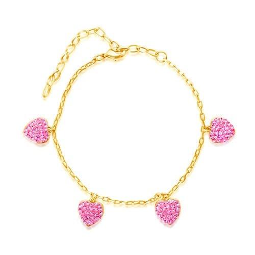 Chanel Resin CC Clover Heart Charm Bracelet - Pink, Palladium