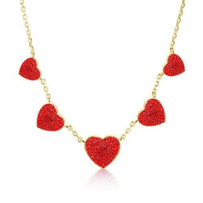 Heart Charm Crystal Yellow Gold Brass Plating Hypoallergenic Kids Necklace
