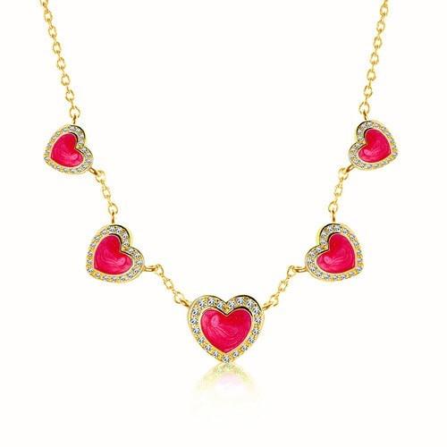 18K Gold Filled Enamel Heart Necklace - Red – Peach Blossom Boutique
