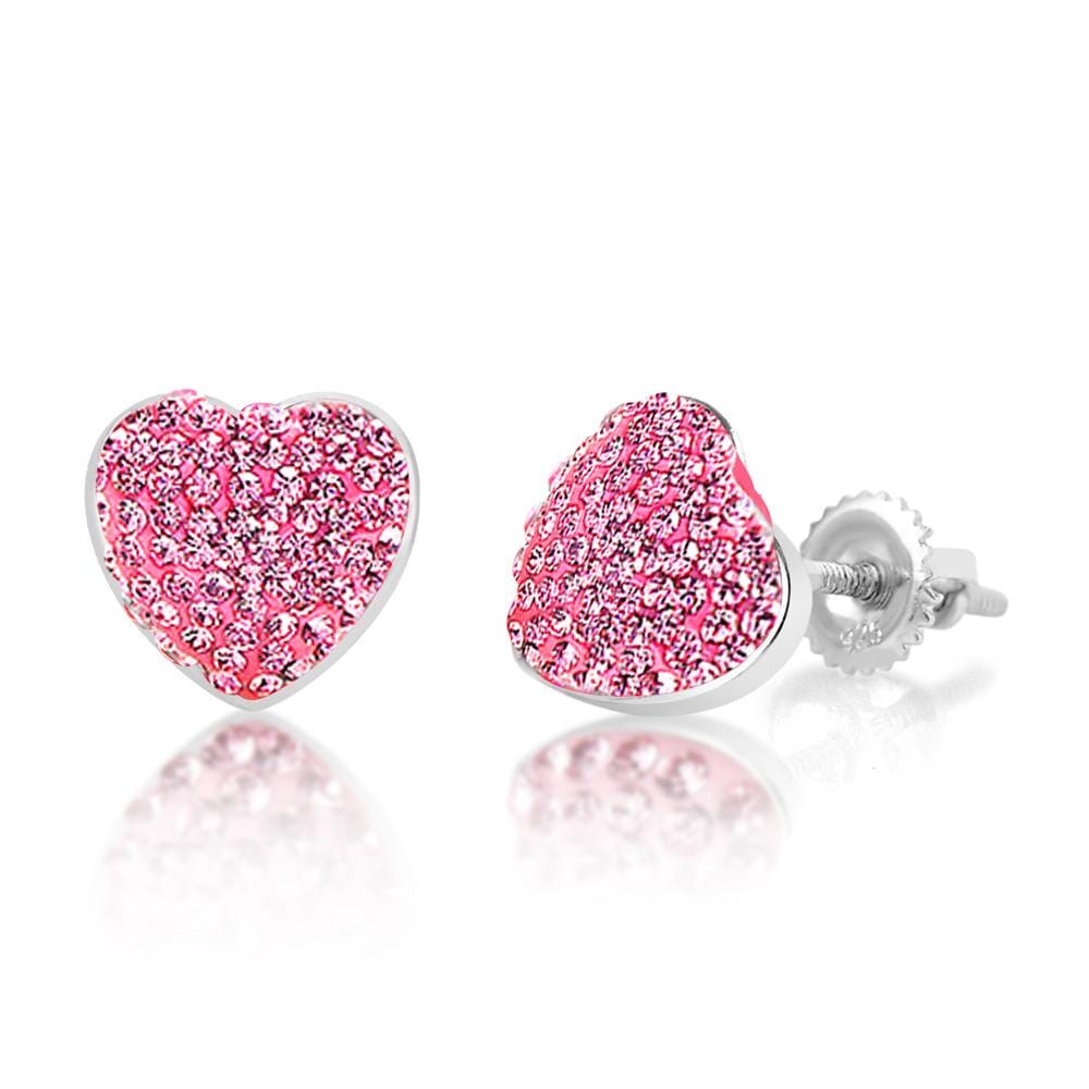 red heart screwback earrings