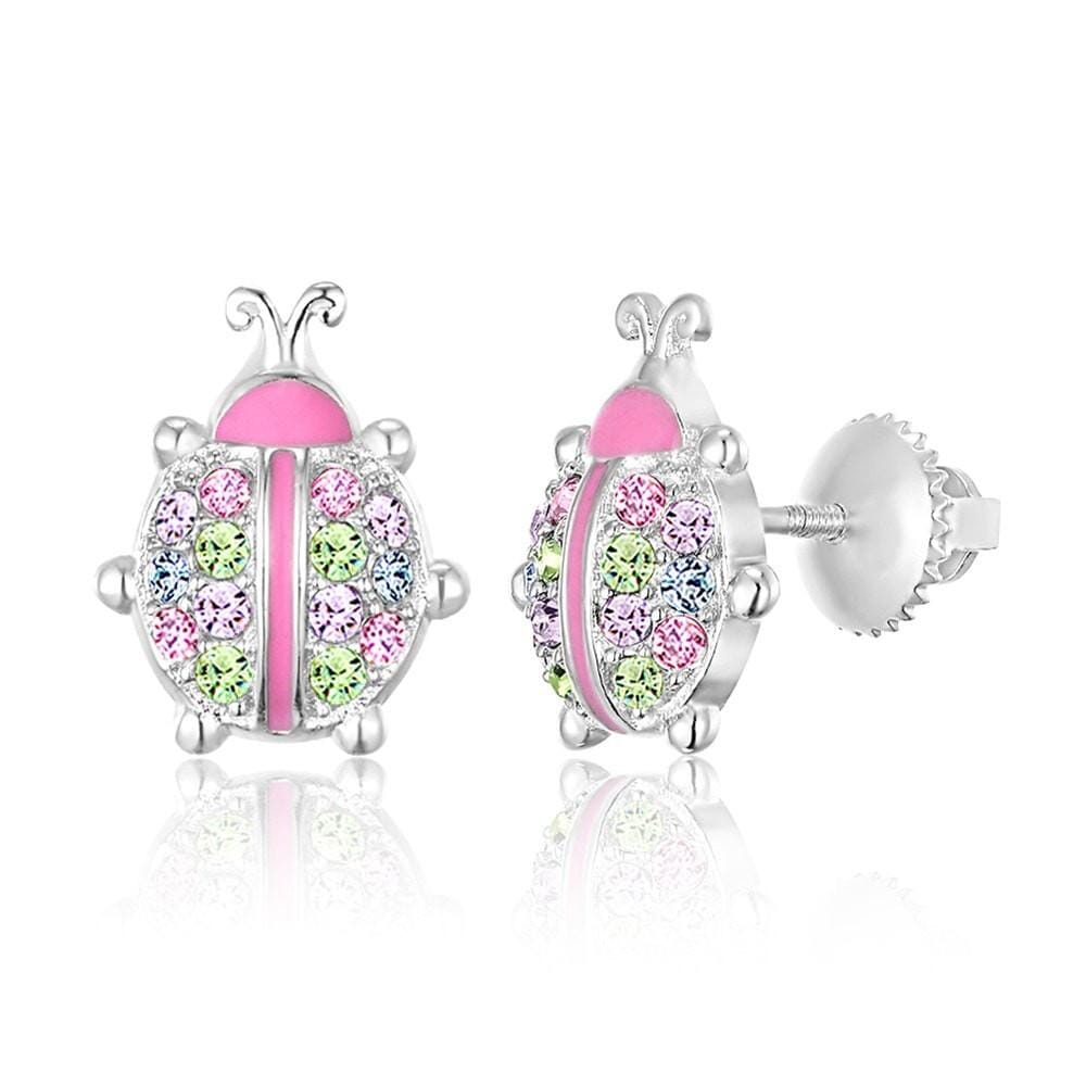 girlƒ??s ladybug crystal earring