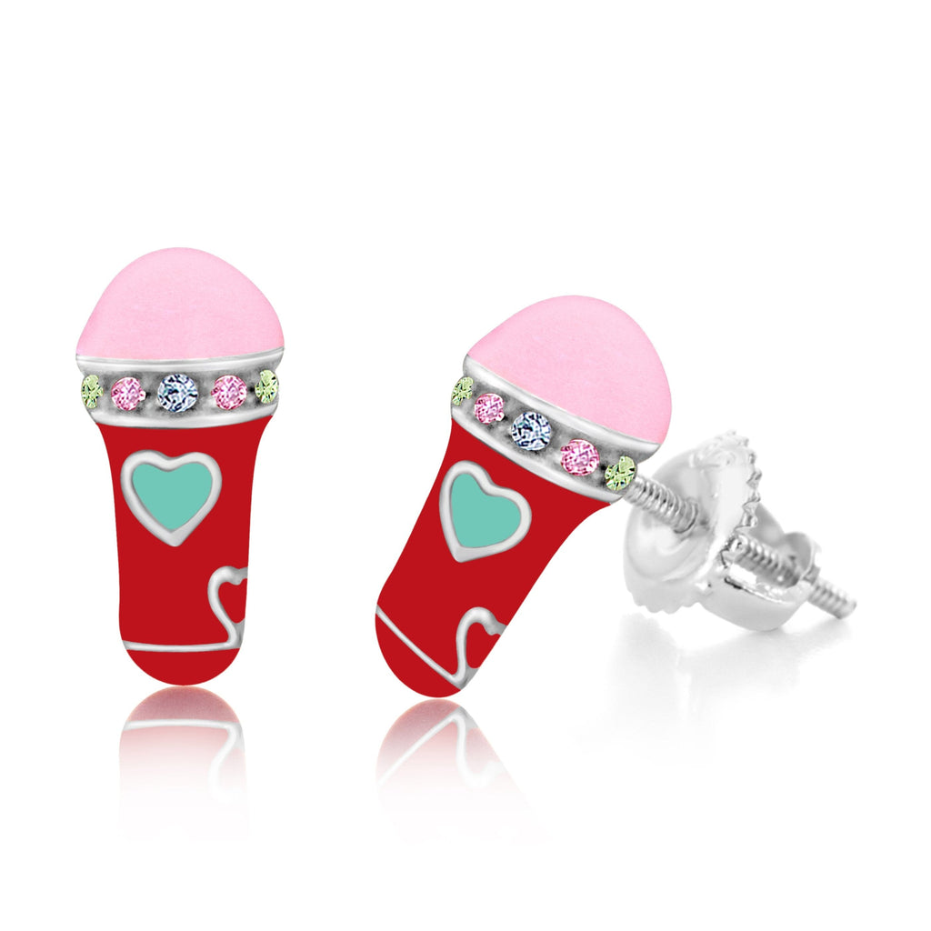 girlƒ??s microphone crystal earring