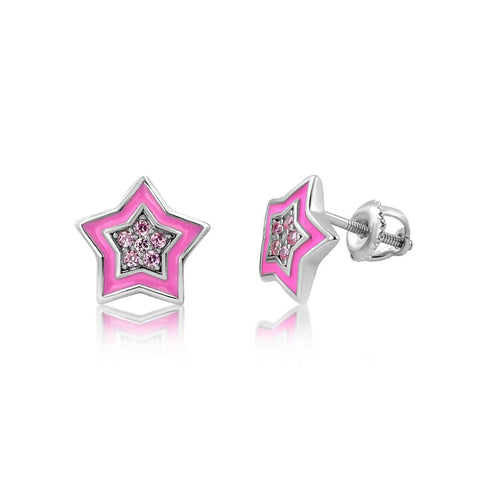 Star-shaped Stud Earrings in Pink