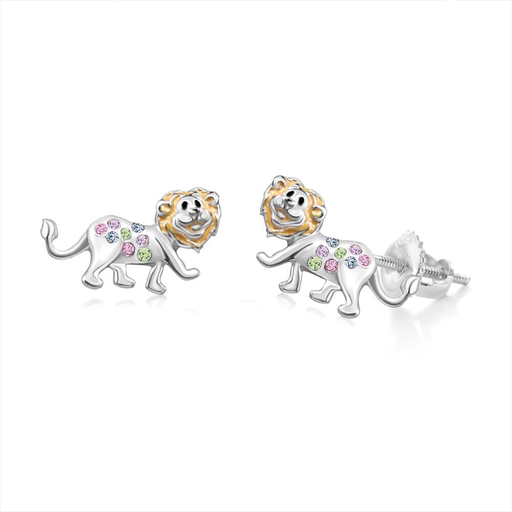 white gold lion stud earring
