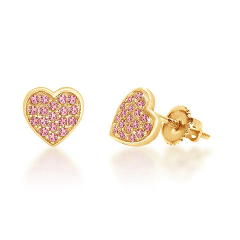 Yellow Gold Heart Screwback Earring