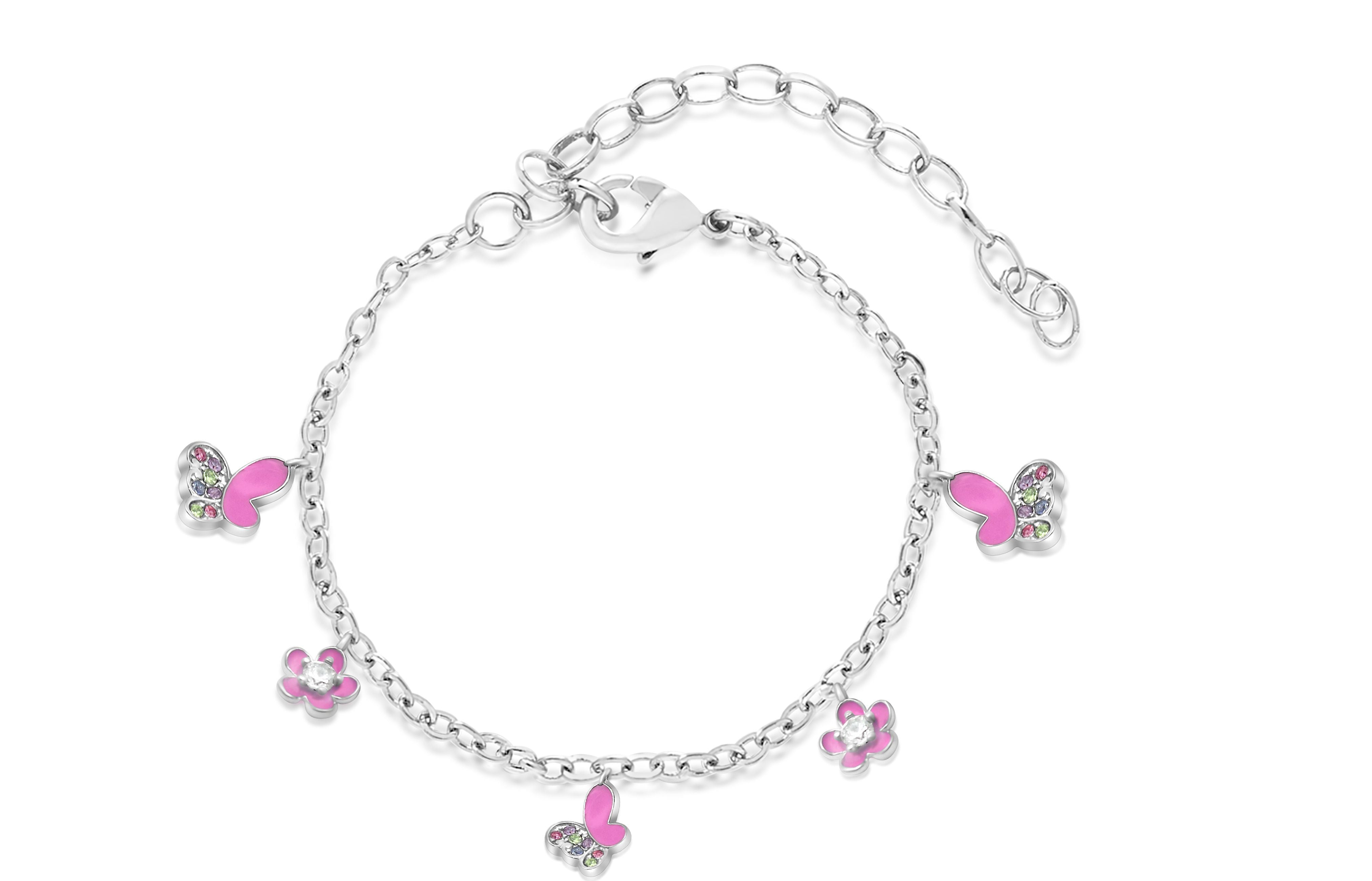 Pink Flower Charm Bracelet