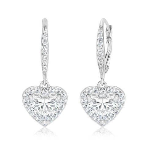 Heart Pink Crystal White Gold Palladium Plating Hypoallergenic Kids Earrings leverback is made from 925 Sterling silver