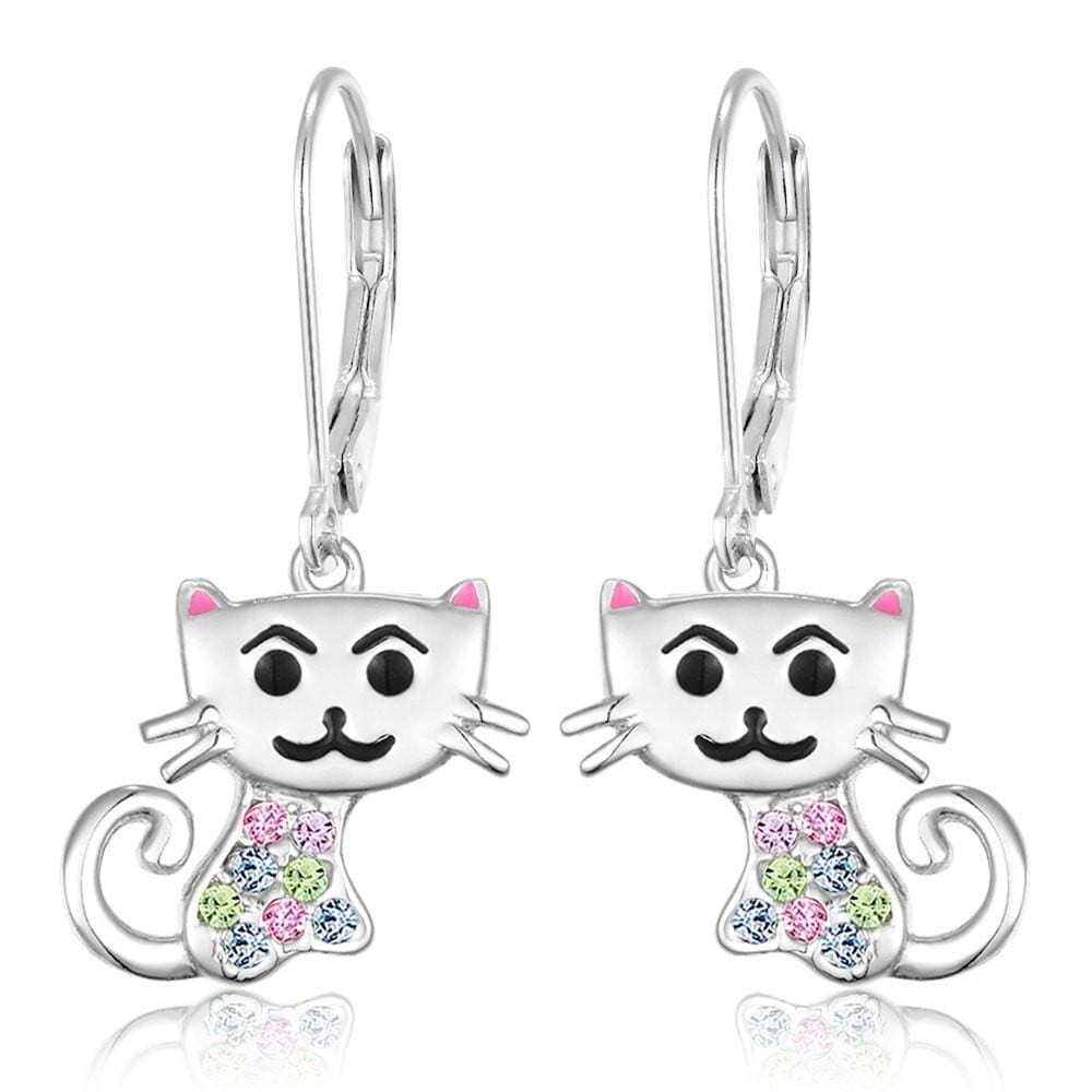 girlƒ??s cat crystal earrings