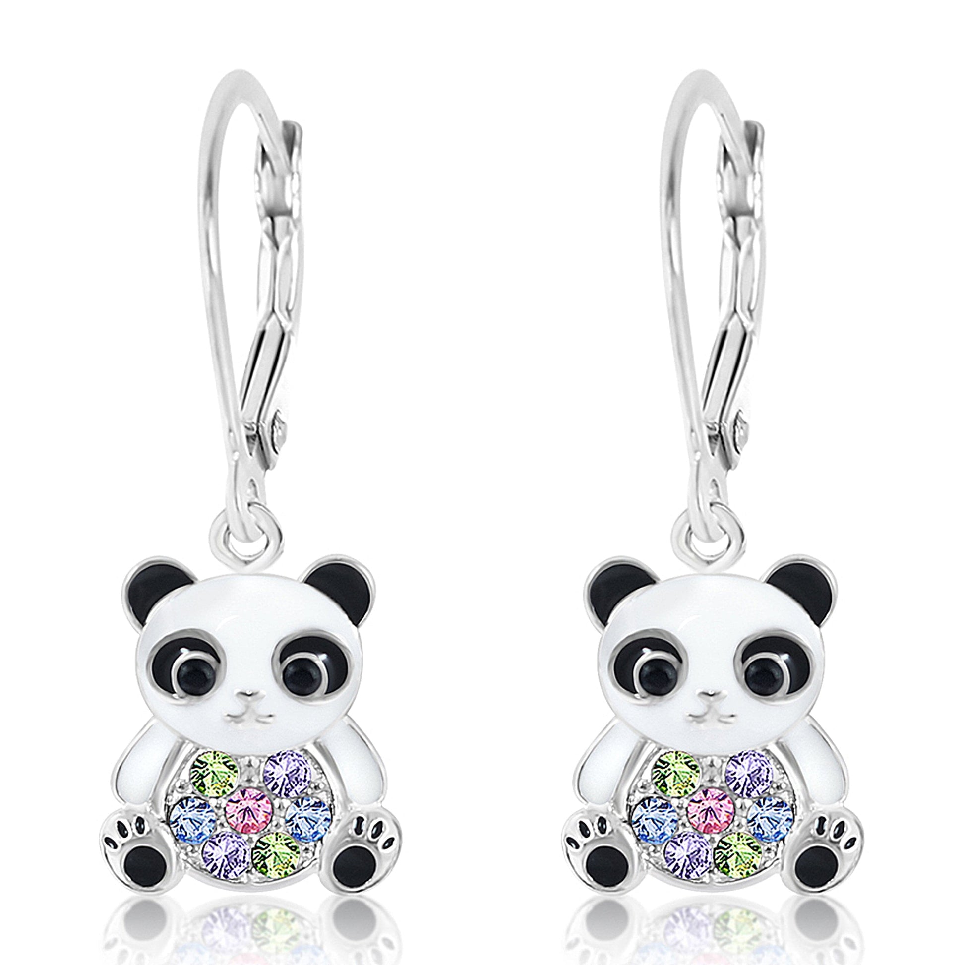 girlƒ??s panda crystal earring 