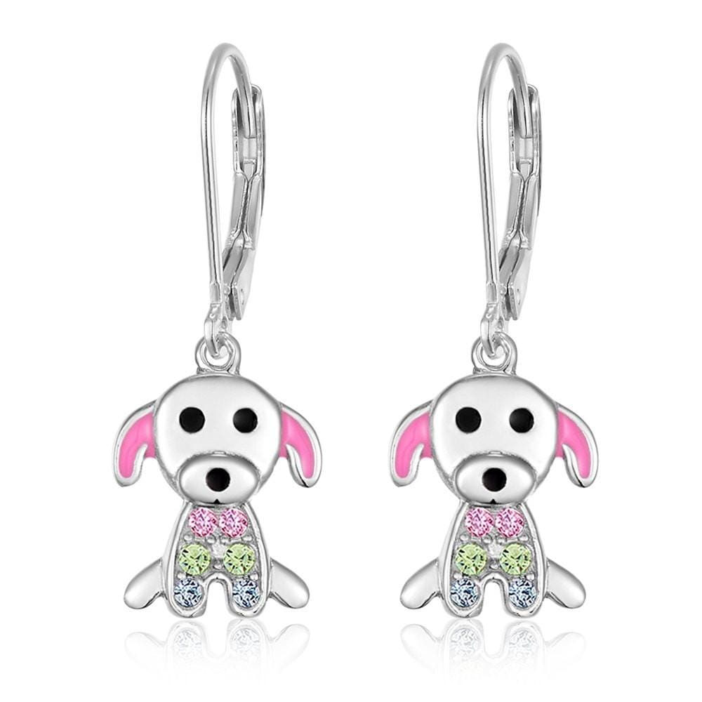 pink dog earrings