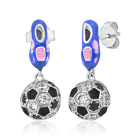Buy this stunning girl’s soccer ball crystal earring from Chanteur