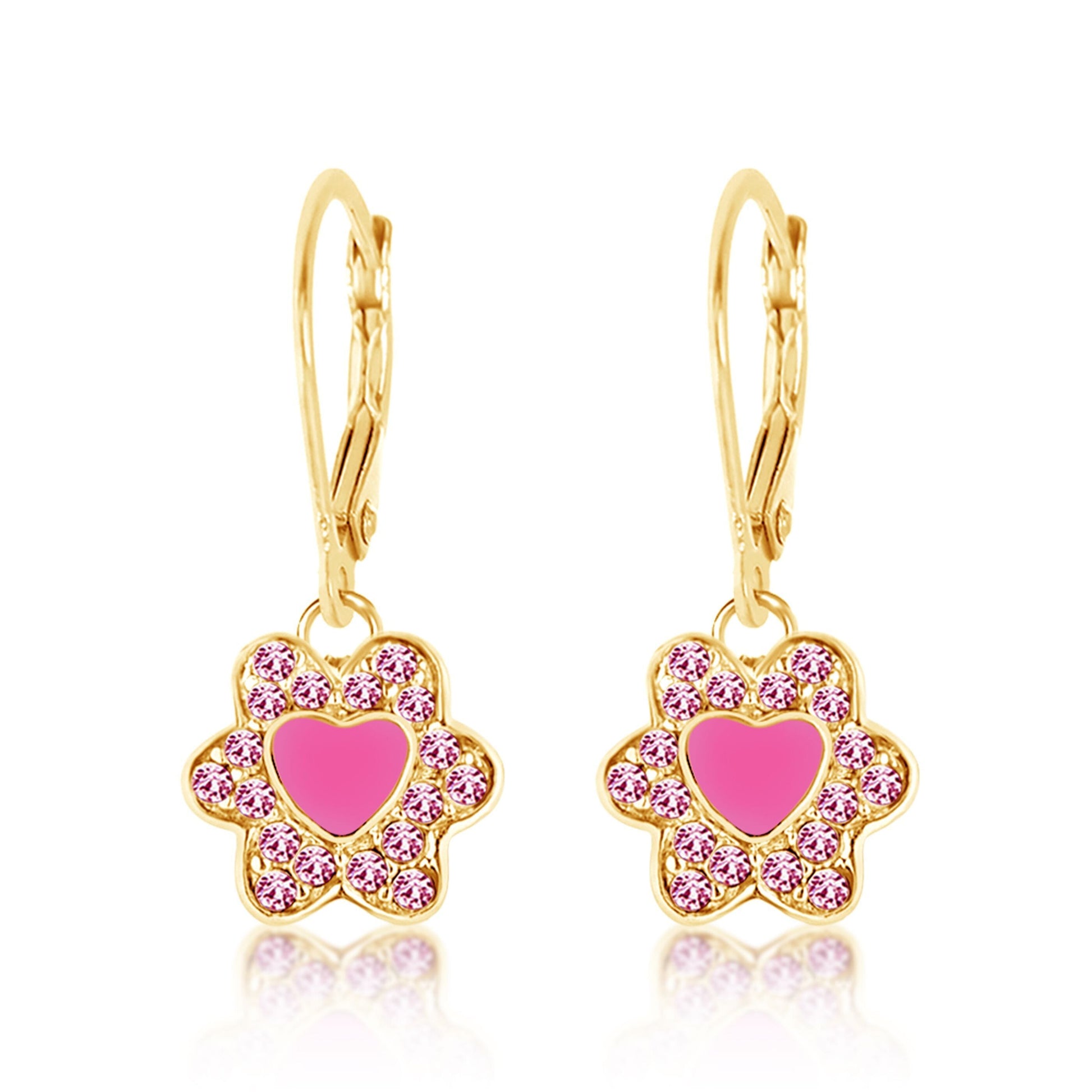 flower heart crystal earring