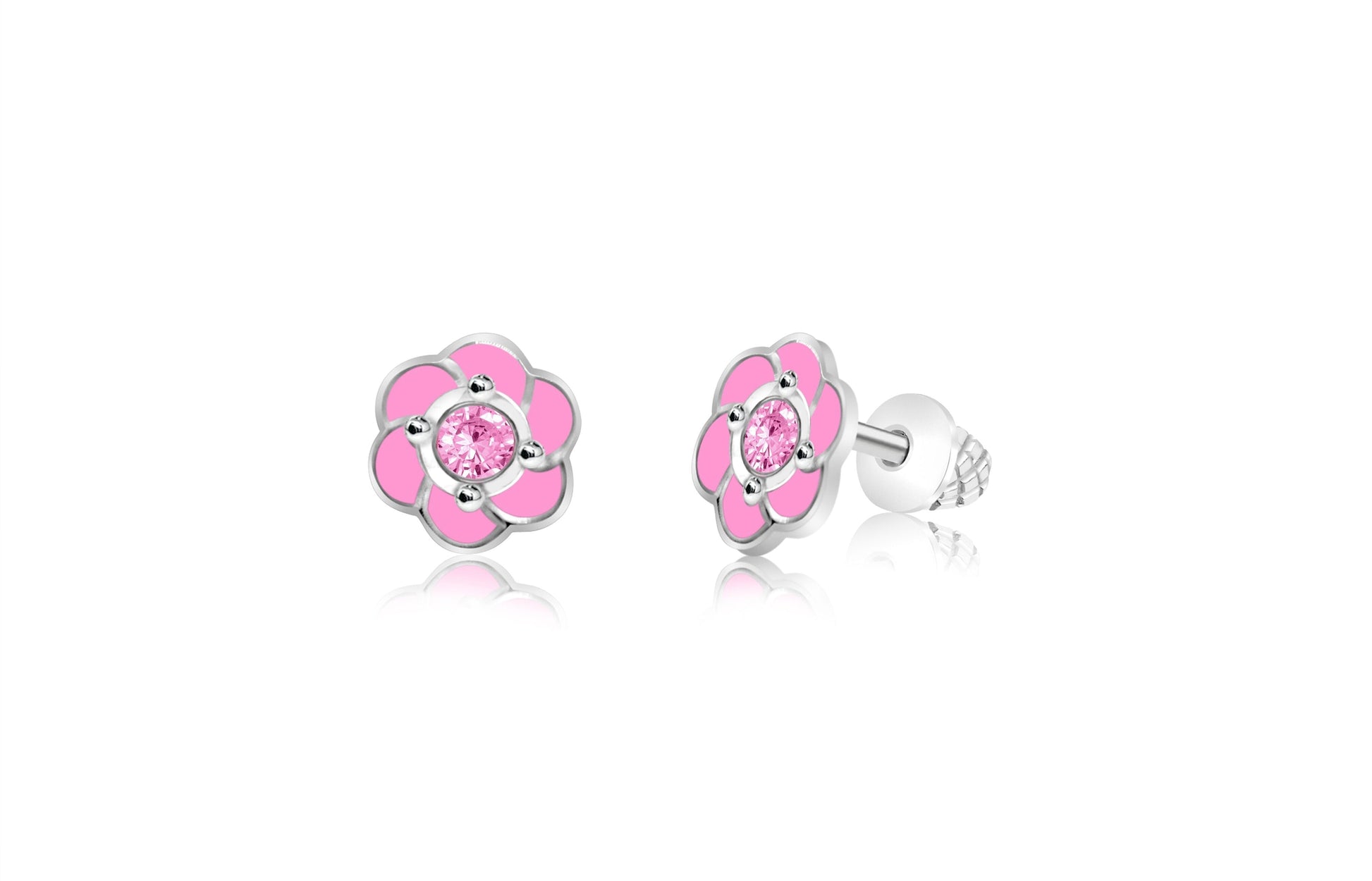 pink floral earrings