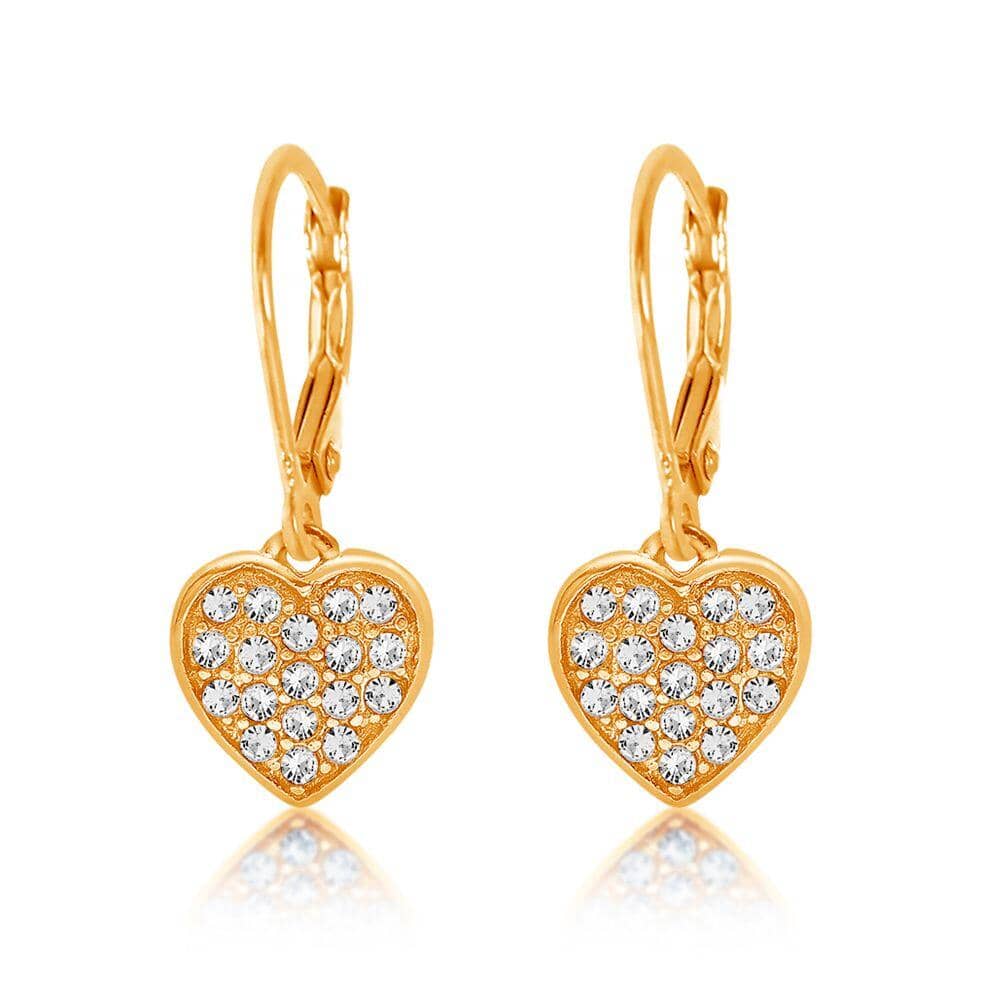 white crystel heart earrings