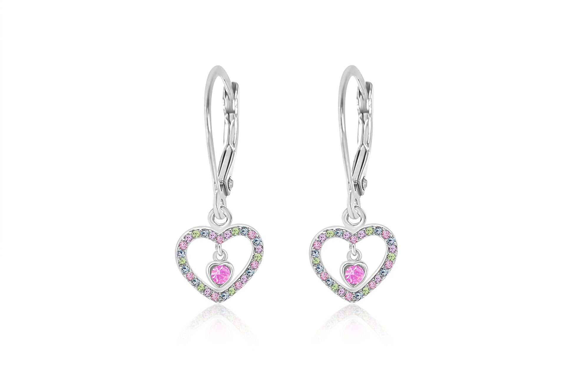 multicolor heart crystal earrings