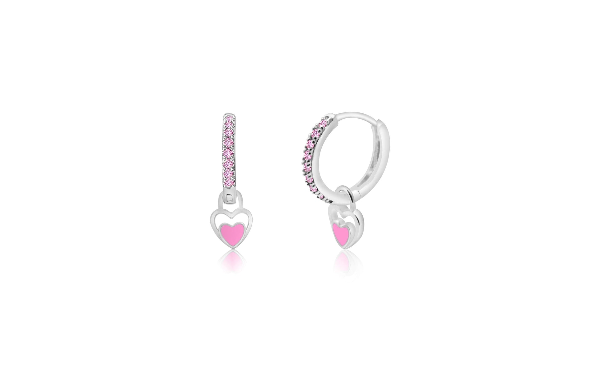 pink crystal heart drop earrings