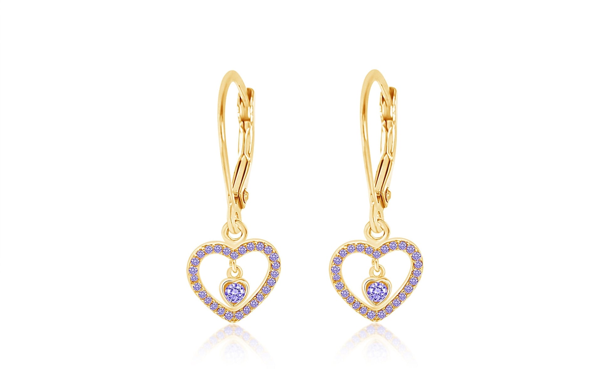 purple heart earrings for girls 