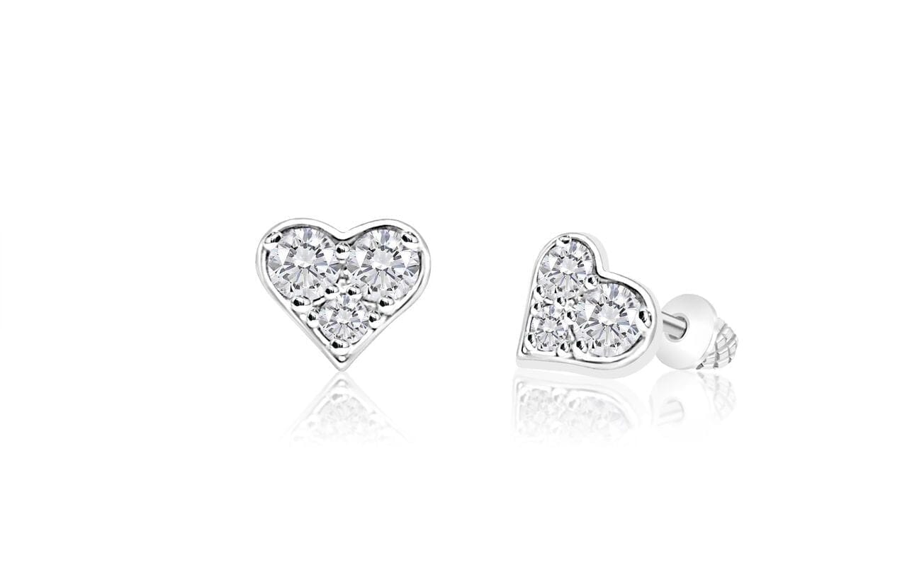 white heart crystal earrings