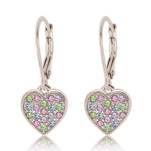 Multicolor girlƒ??s crystal heart earrings