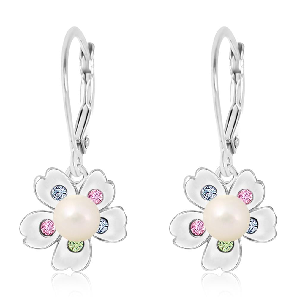 girlƒ??s flower pearl crystal earring