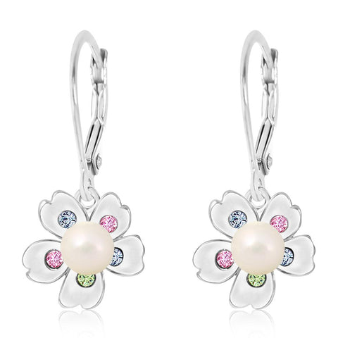 Buy this stunning girl’s flower pearl crystal earring from Chanteur
