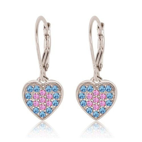  Stunning girl’s pink and blue crystal heart earring from Chanteur