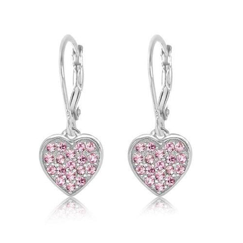 Beautiful pink crystal leverback earring for girls