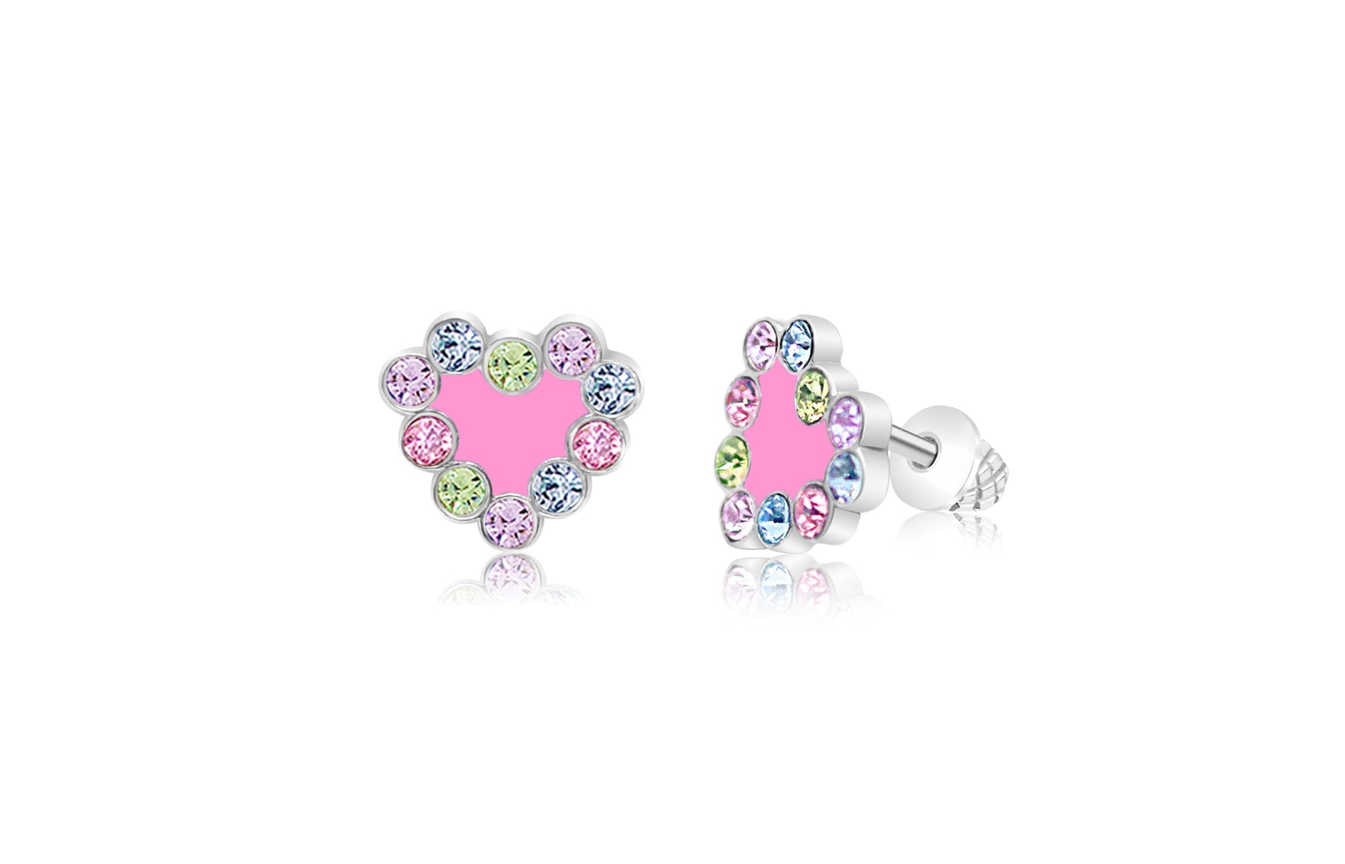 multicolor crystal heart earrings