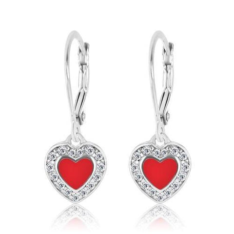 Buy this stunning clear crystal and red enamel  heart earring from Chanteur
