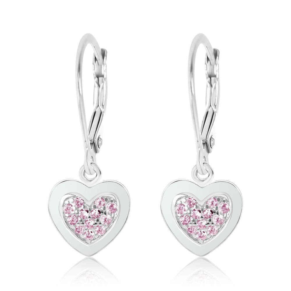 Kid's Dangle Hearts Sterling Silver Screw Back Earrings for Kids -  Hypoallergenic for Toddlers to Little Girls