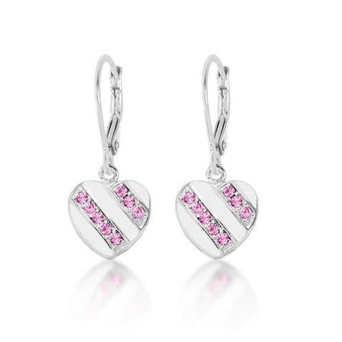 This is a stunning white and pink heart crystal earring from Chanteur